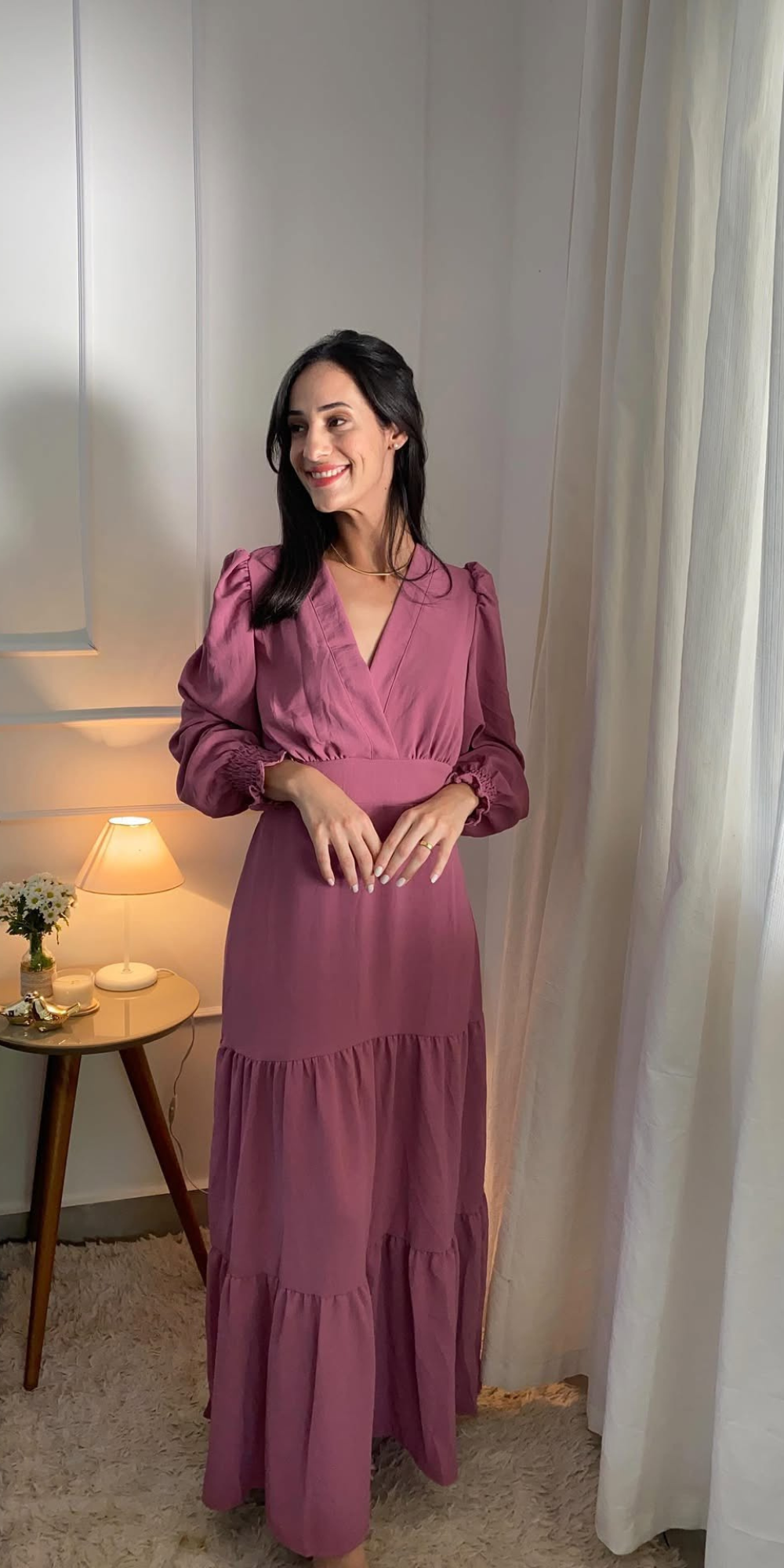 Vestido Longo com Manga