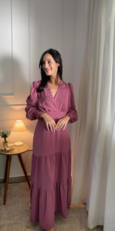 Vestido Longo com Manga